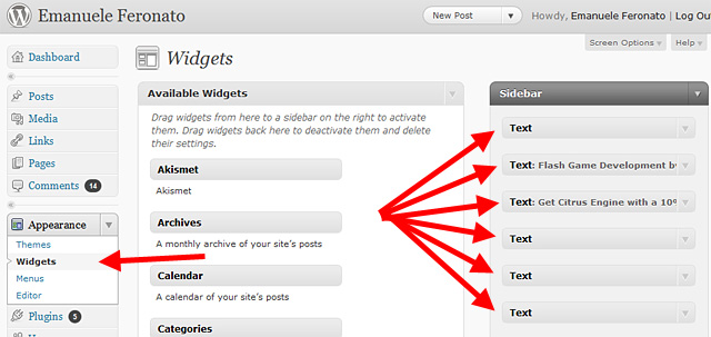 Wordpress widgets
