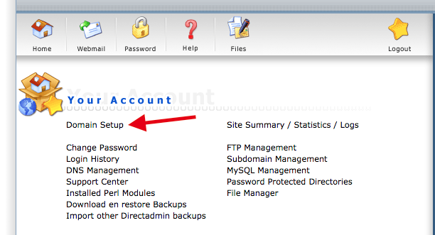 Domain setup directadmin
