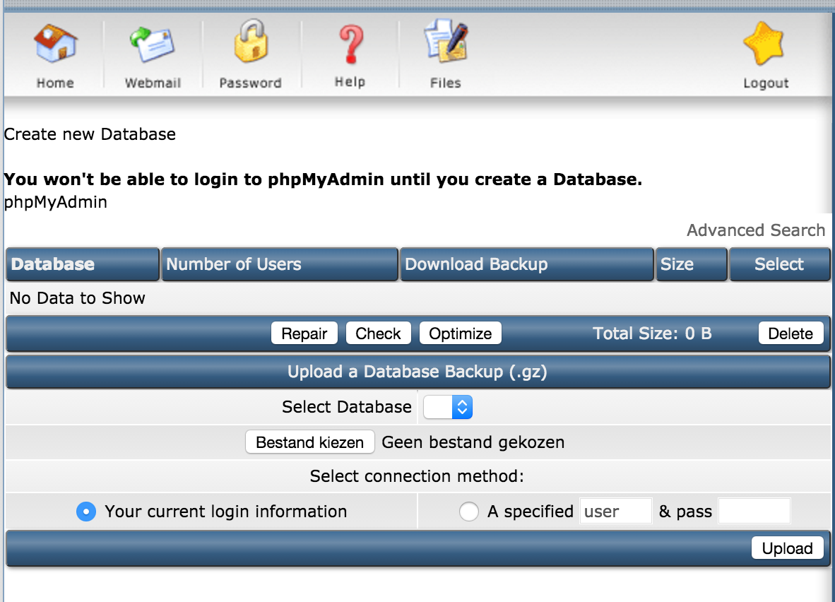 mysql management directadmin