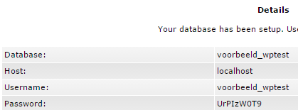 database setup