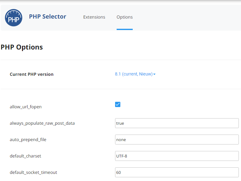 php all options