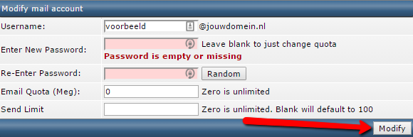 Mail account aanpassen