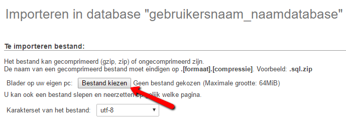 Database importeren via PhpMyAdmin
