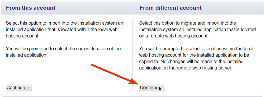 Installatron select source