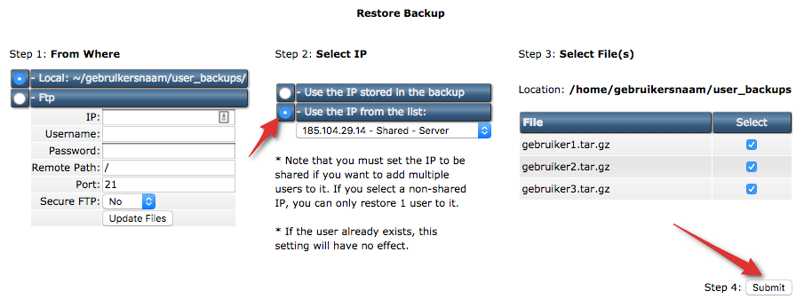 Restore backup