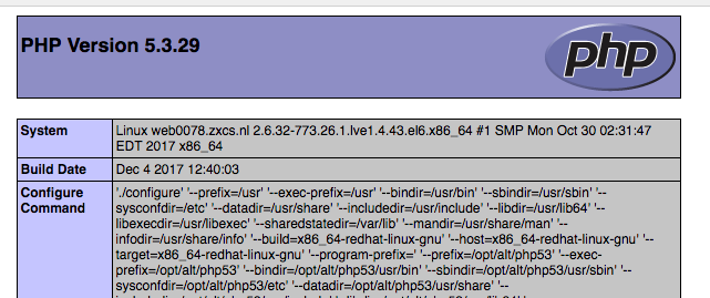 PHP versie per doeminnaam instellen