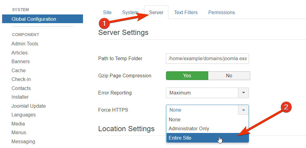 Joomla Force HTTPS
