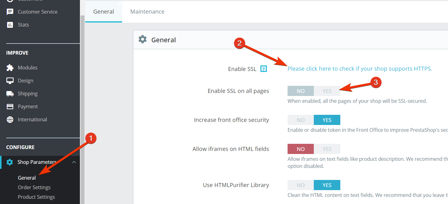 PrestaShop Enable SSL