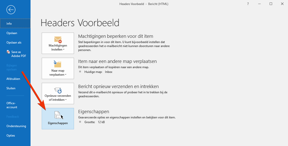 outlook eigenschappen