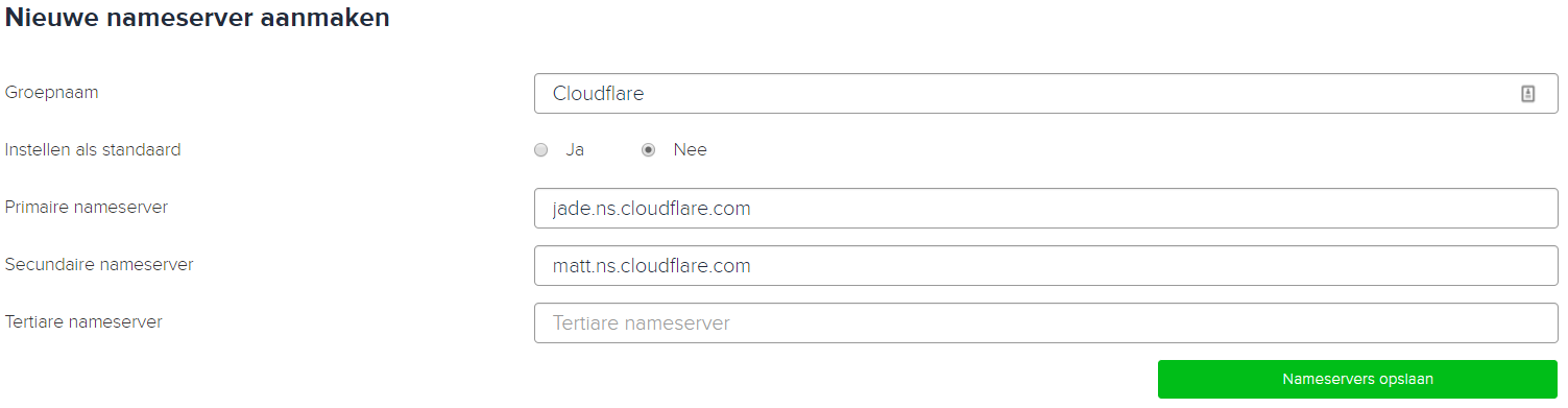 nameservers aanmaken