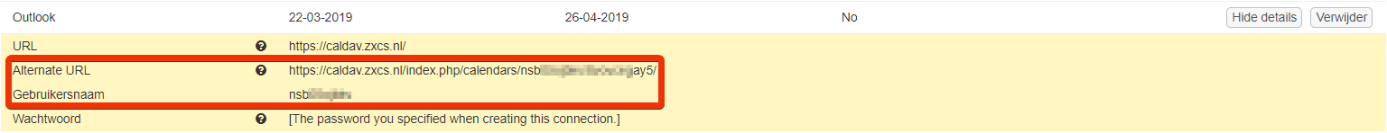 caldav login details