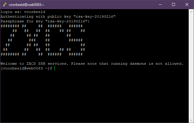 PuTTY SSH voorbeeld