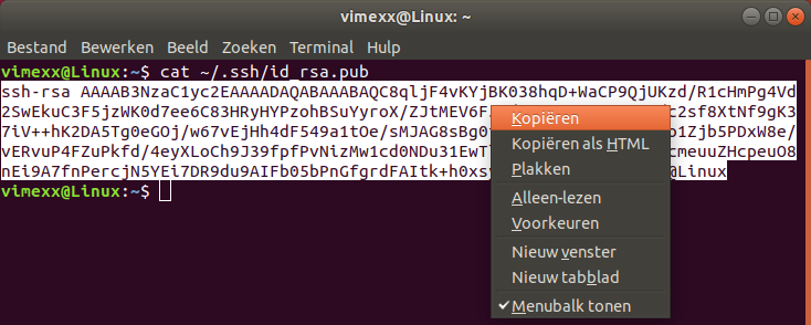SSH key kopiëren