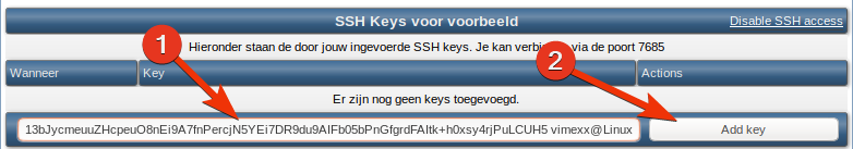 Key in DirectAdmin toevoegen