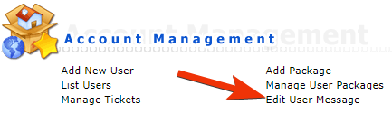 Edit User Message DirectAdmin
