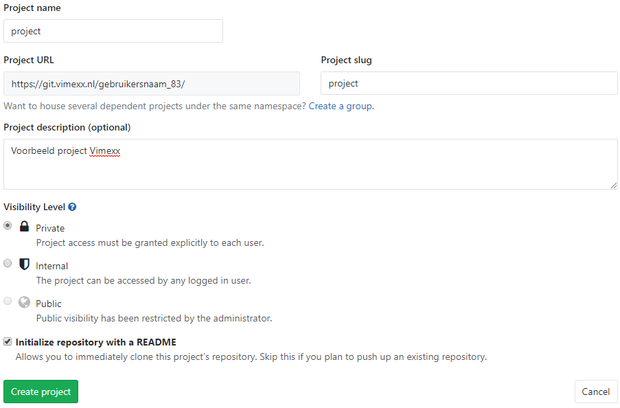 Project configureren