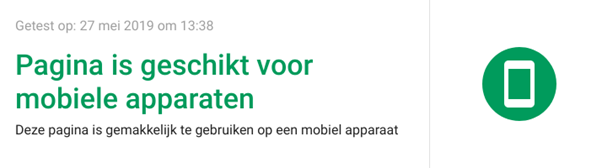 Google Mobile Friendly check resultaat